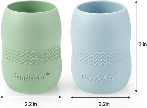 Miniatura 4 de PandaEar Juego de Alimentación de Silicona para Bebés Paquete de 2 Platos de Succión Divididos de Silicona y Paquete de 2 Tazas Pequeñas con 2