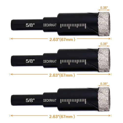 Miniatura 3 de 3 paquetes de brocas de diamante seco de 5/8" 14mm con soldadura al vacío, sierras de agujero de diamante para azulejos de granito, cerámica