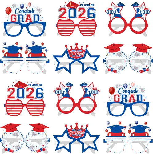 Miniatura 10 de KatchOn Gafas de graduación 2025 negras y doradas – Juego de 20 Accesorios para cabina de fotos Decoraciones de clase de 2025 Recuerdos