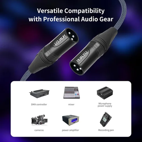 Miniatura 2 de Paquete de 2 cables de audio de equilibrio de 3 pines hembra a hembra, cables de conexión de micrófono de 3 pines, cables de conexión XLR hembra DMX