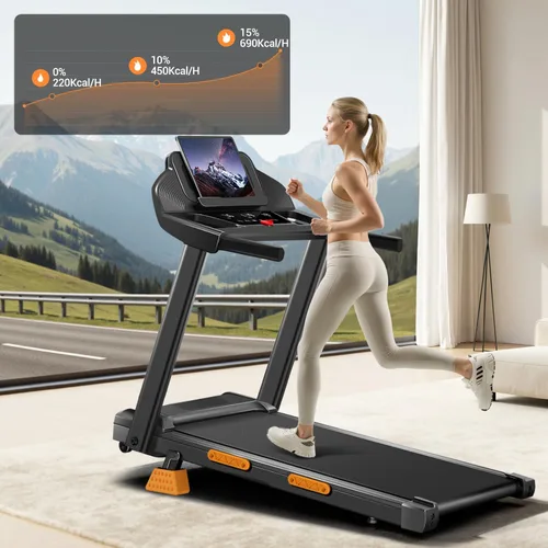 Miniatura 9 de 15% Incline Treadmills for Home with Led Screen & Handles, 3-in-1 Portable Treadmill Holds Up to 300 Lbs Capacity, Lower Noise 3.0HP Foldable S1