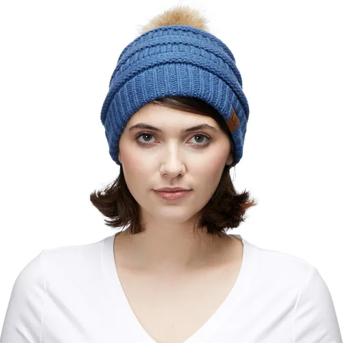 Miniatura 5 de Gorro unisex liso con pompón y ribete (HAT-43) de C.C Hatsandscarf Exclusives