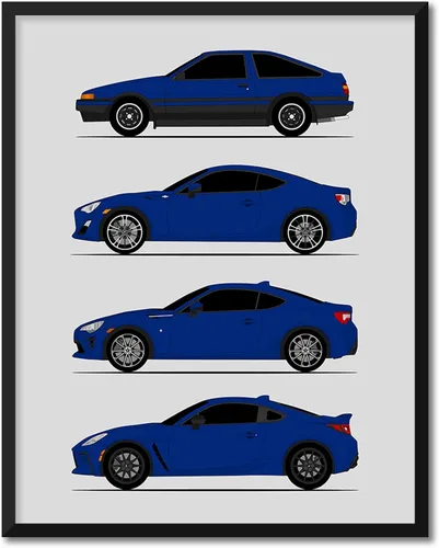 Miniatura 7 de Custom Car Posters Póster hecho a mano compatible con Toyota (Scion) FR-S 86 generaciones e impresión de Toyota 86 Trueno FR-S GR86 AE86 Scion