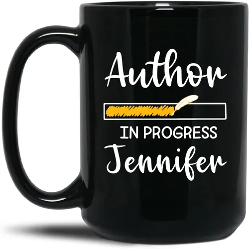 Taza de autor en progreso, Tazas de novelista, Taza de té para escritor de nombre personalizado, Tazas de escritor, Regalos para nuevo periodista,