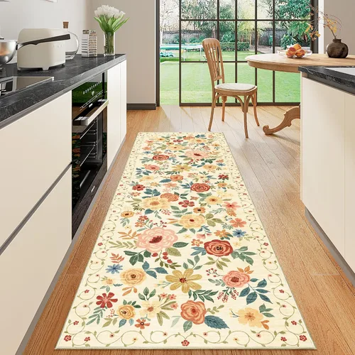 Miniatura 113 de DUKINO Alfombra de área de 6 x 9 pies, alfombra floral para sala de estar, ligera, antideslizante, lavable, alfombra de interior de pelo bajo