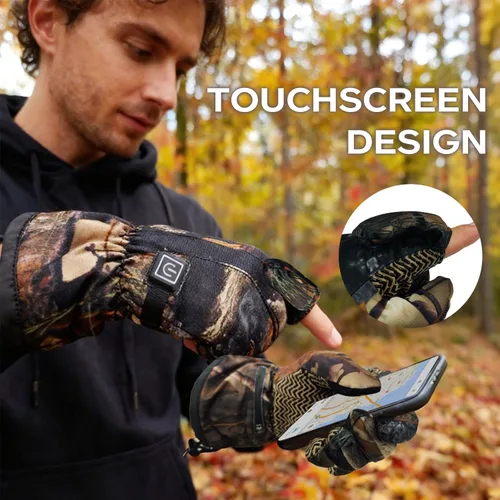 Miniatura 5 de Guantes de caza con calefacción para hombre, guantes térmicos eléctricos recargables de invierno, guantes térmicos de camuflaje para caza, guantes