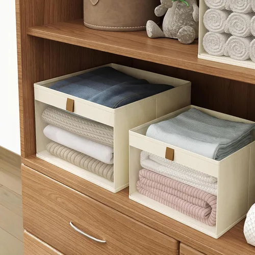 Miniatura 7 de Organizadores y almacenamiento de ropa para armario, cestas de almacenamiento plegables con ventana de malla para ropa, toallas y juguetes, 10.75 x