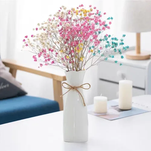 Miniatura 6 de Florero de cerámica bohemio con cuerda, 8.2 pulgadas de alto, jarrón rústico de estilo clásico para flores secas y flores frescas, apto para White-1