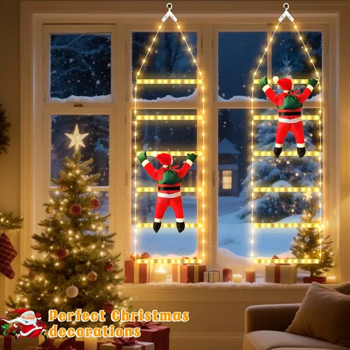 Miniatura 3 de 98 luces LED de Navidad para interiores y exteriores, 2.5 pies, luces decorativas de escalera de Navidad con Papá Noel, 8 modos, luz impermeable