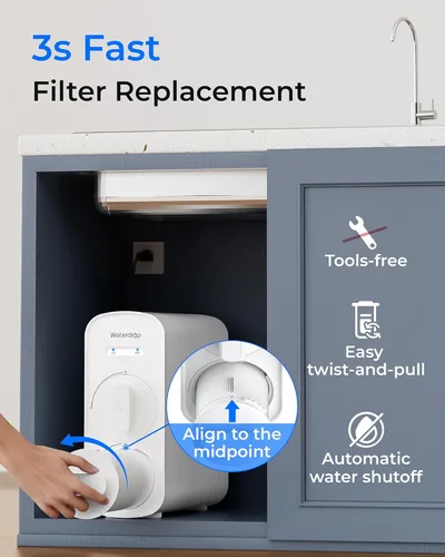 Miniatura 4 de Waterdrop Filtro G5P500-RO, repuesto para sistema de ósmosis inversa para debajo del fregadero Waterdrop G5P500 y G5P500A, vida útil de 24 meses