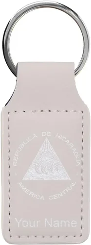 Miniatura 36 de LaserGram Llavero rectangular, bandera de Nicaragua, grabado personalizado incluido, Bambú