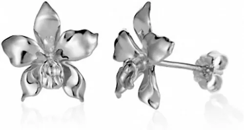 Miniatura 2 de Aretes de plata de ley con diseño de orquíde, Metal