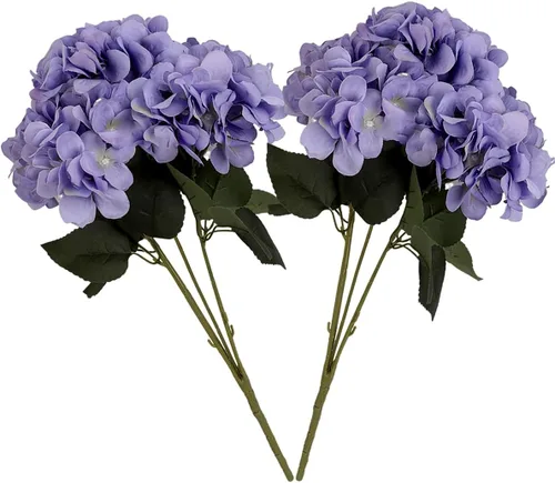 Miniatura 16 de Jim's Cabin Arreglos de hortensias artificiales de seda, 2 ramos con 5 cabezas grandes, ramo de flores falsas para mujeres, dormitorio, boda