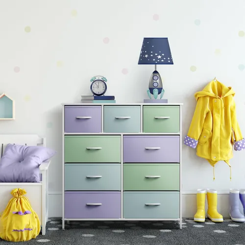 Miniatura 6 de Sorbus - Cómoda para niños con 9 cajones, mueble de almacenamiento en torre para dormitorio, pasillo, armario, organización de oficina, marco