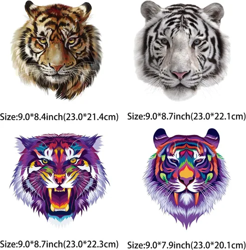 Miniatura 2 de 12 calcomanías termoadhesivas para planchar de león de tigre, ropa de transferencia de calor, camisetas, parches de animales, calcomanías