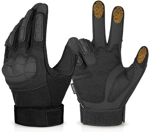 KUMGIM Tactical Gloves for Men Women, Motorcycle Gloves Touchscreen Airsoft Hunting Shooting Glove Black Tan for Outdoor Paintball Work Motorcycle