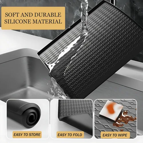 Miniatura 6 de Tapete protector superior de silicona para lavadora y secadora, 25.6 x 23.6 pulgadas, antideslizante, impermeable, resistente al calor, resistente