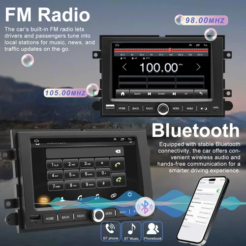 Miniatura 5 de Radio de coche WiFi 5G para Ford F150 F-150 2004-2008, F250/F350 2006-2016, Edge 2007-2010, E150/E250/E350 2009-2014, pantalla táctil estéreo de 7