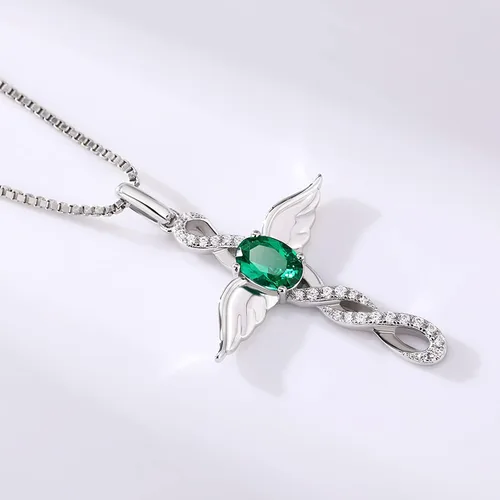 Miniatura 7 de ZDaoBen Star Cross Necklace Angel Wing Infinity Cross Pendant 925 Sterling Silver CZ Diamond Cross Necklace Women Birthstone Cubic Zirconia Cross