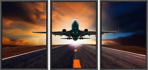 Miniatura 144 de wall26 Lienzo enmarcado para pared, juego de arte exótico tropical, océano, mar, avión, puesta de sol, transporte, fotografía, realismo, decorativo