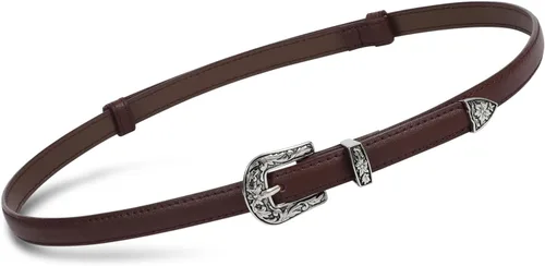 Miniatura 23 de SUOSDEY Cinturones ajustados occidentales de moda para mujer, cinturón de cuero ajustable para vestidos con hebilla vintage