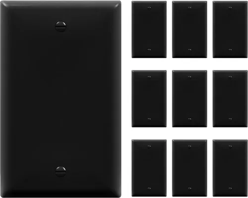 Miniatura 20 de ENERLITES - Placas para pared de dispositivo en blanco, acabado brillante, cubiertas de salida en blanco de tamaño mediano, 1 banda, 4.88 x 3.11