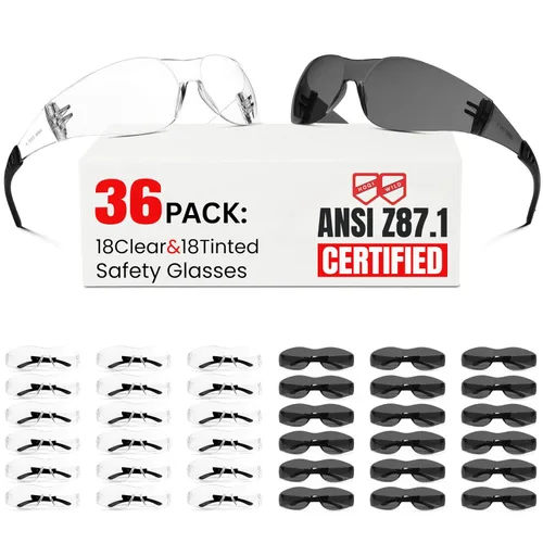 Miniatura 9 de Gafas de seguridad Z87 para hombres y mujeres, paquete de 12 gafas de seguridad con lente resistente a los arañazos y a los impactos, gafas