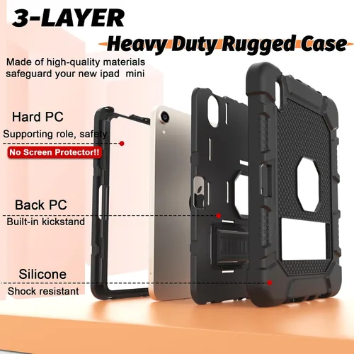 Miniatura 2 de Funda para iPad mini 7 A17 Pro 2024/iPad Mini 6 2021, Funda Protectora Resistente de Servicio Pesado a Prueba de Golpes para iPad mini 6ª/7ª