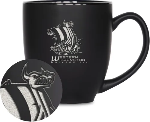 Miniatura 357 de Rico Industries - Taza de cerámica mate negra con grabado láser estándar de 15oz para NCAA (escuelas T & U) - Para bebidas calientes o frías