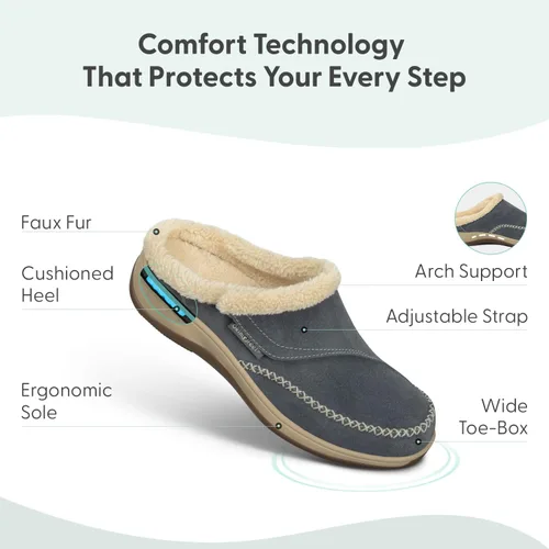 Miniatura 8 de Orthofeet Charlotte - Pantuflas ortopédicas con forro de piel sintética para mujer