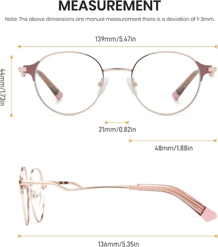 Miniatura 6 de Cyxus Round Blue Light Blocking Glasses for Women Metal Frame UV Filtering Computer Glasses Clear Lens 8132