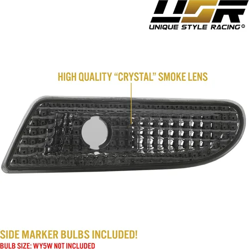 Miniatura 6 de USR DEPO 00-06 W220 Clase S - Juego de luces de marcador lateral para parachoques de lente ahumada (izquierda + derecha) compatible con Mercedes