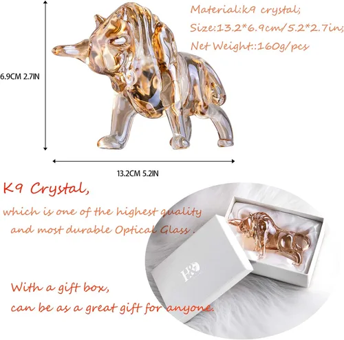 Miniatura 4 de H&D HYALINE & DORA Charm and Lucky FengShui Crystal Statues Wall Street Bull Figurine Esculture Home Office Desk Ornamento decorativo