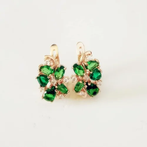 Miniatura 6 de MC 2024 New Flower Earrings Office Style Rose Gold 585 Color Jewelry Green Stone Earrings For Women Fashion Accessories