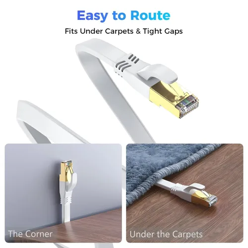 Miniatura 5 de Cable Ethernet Cat 8 de 10 pies, cable de red LAN de internet de alta velocidad para exteriores e interiores de servicio pesado, cable de conexión