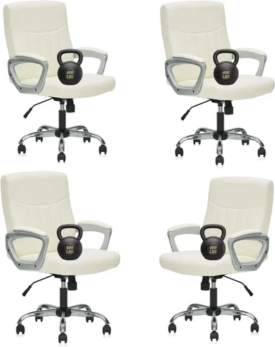 Miniatura 15 de CLATINA - Silla ejecutiva de oficina con respaldo medio de cuero, soporte lumbar y reposabrazos acolchados, diseño ergonómico ajustable y giratorio