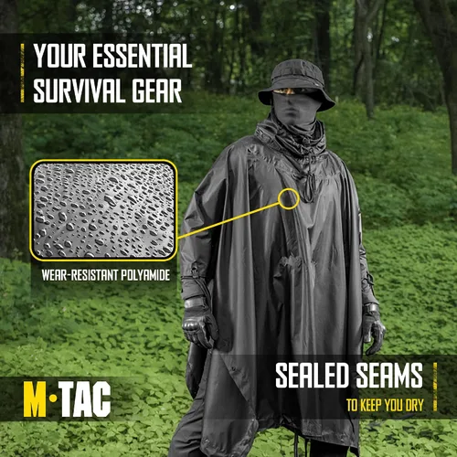 Miniatura 5 de M-Tac Poncho de Lluvia Táctico - Poncho Militar del Ejército Refugio - Ponchos de Lluvia Impermeables Ripstop para Acampada, Senderismo, Caza al