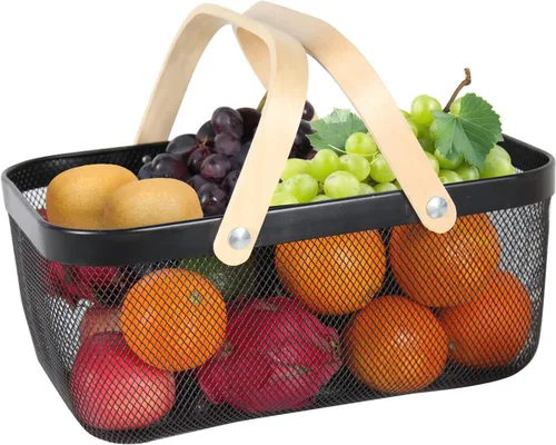 Cesta de cosecha de jardín, delicada cesta de cosecha para verduras de jardín, práctica canasta de alambre de malla metálica con asa adecuada para