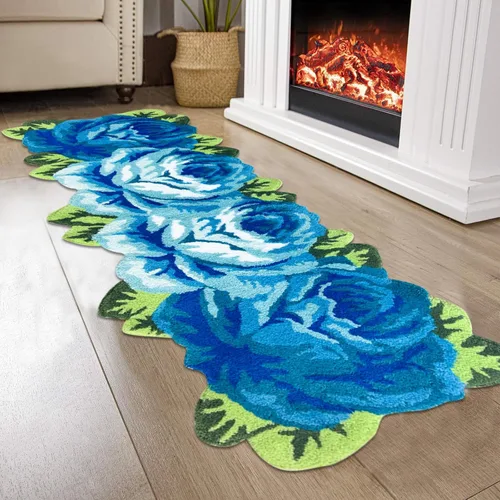 Miniatura 14 de USTIDE Bonita alfombra de baño de rosas para baño, alfombra de baño naranja de lujo, antideslizante, con forma de flor, alfombra de ducha de felpa