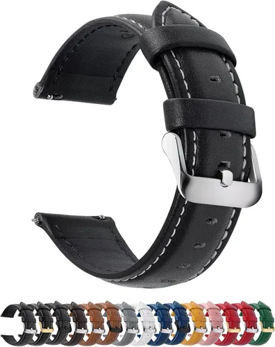 Fullmosa Genuine Leather 14mm 16mm 18mm 19mm 20mm 22mm and 24mm Watch Bands, Quick Release Watch Band for Men and Women, Fits Samsung Galaxy Watch