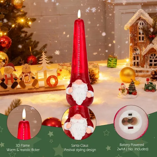 Miniatura 3 de Velas sin llama de Navidad con control remoto, vela de cuenta regresiva de Navidad, velas con cuenta regresiva de Santa Claus a Navidad operadas por