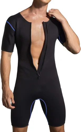 Miniatura 7 de Traje de sauna de neopreno para hombre, moldeador de cuerpo para fitness, gimnasio, ejercicio Negro