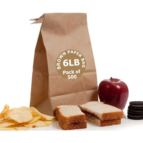 Perfect Stix Bolsas de papel kraft marrón de 6 libras para llevar - Paquete de 500 unidades
