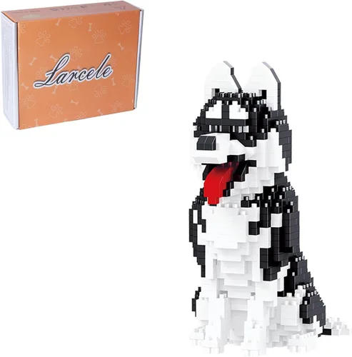 Miniatura 6 de Larcele Mini bloques de construcción conjunto de animales, ladrillos de juguete de construcción micro 3D DIY, 934 piezas KLJM-05 (Schnauzer)
