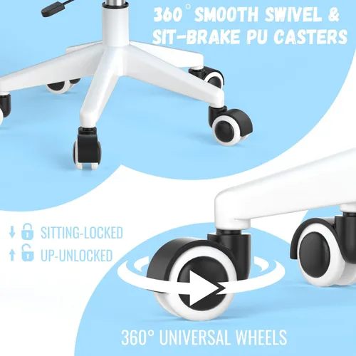 Miniatura 5 de Silla de escritorio ajustable para niños, silla ergonómica para computadora de estudio con reposapiés y reposabrazos abatibles, silla de trabajo