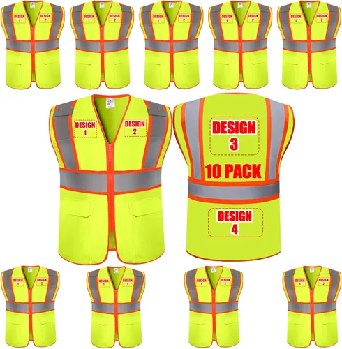 Miniatura 37 de Chalecos de seguridad con logotipo personalizado (S, M, L, XL, 2XL, 3XL, 4XL) Chalecos de seguridad reflectantes de alta visibilidad Clase 2