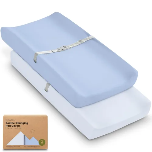 Paquete de 2 fundas orgánicas para cambiador para niñas, niños, neutros, 100% algodón, fundas suaves para cambiador de pañales de bebé, forro de