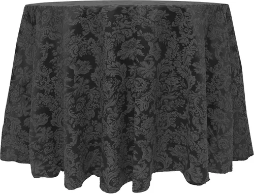 Miniatura 12 de Ultimate Textile - Paquete de 2 manteles redondos de damasco Miranda de 90 pulgadas - Tejido jacquard, negro