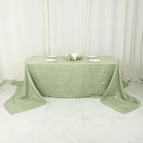 Miniatura 20 de Tableclothsfactory Mantel rectangular de tafetán arrugado de acordeón azul polvoriento, de 60 x 102 pulgadas, perfecto para ceremonias de boda