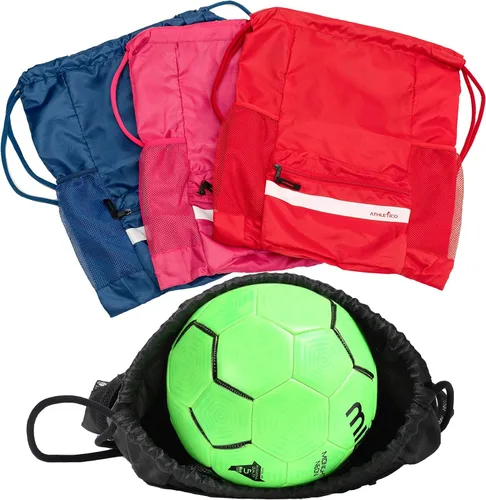 Miniatura 4 de Athletico Bolsa de fútbol con cordón: mochila de fútbol para niños o niñas también puede llevar baloncesto o voleibol Azul